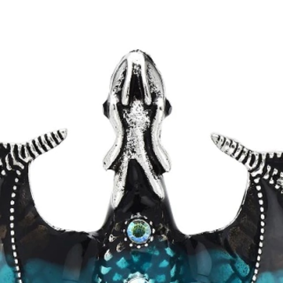 Fantasy Dragon Brooch – Crystal Accents – Unique Statement Pin, Gift for Her - Picture 2 of 3